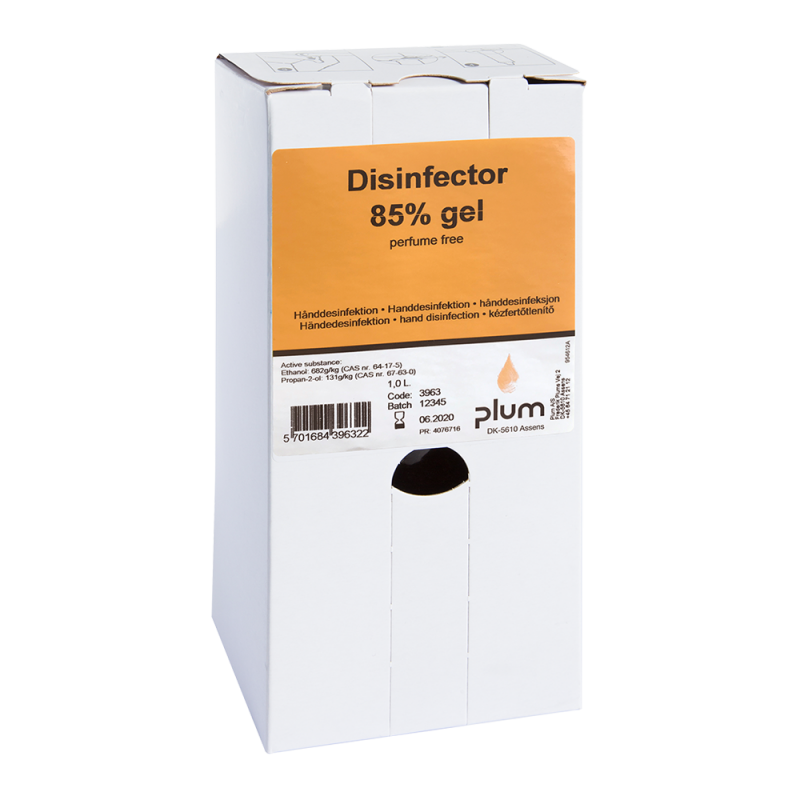 Plum Disinfector 85% - 1000 ml Bag-in-Box ( 8 St. ) wirksames viruzides Hände-Desinfektionsmittel hygienische Handdesinfektion Viren ( Viruzid ) Covid-19